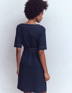 Boden Tenues De Travail|Robes & Combinaisons-Robe droite Bria en point de Rome Bleu marine