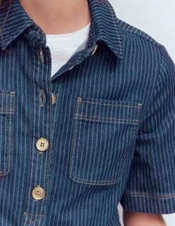 Boden Robes & Combinaisons|Robes Coupe Petite-Robe droite Zia en jean avec poche Rayé Indigo