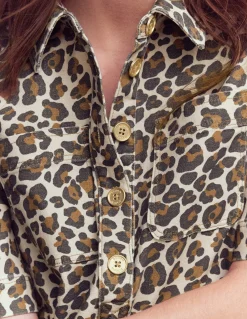 Boden Robes & Combinaisons|Robes Coupe Petite-Robe droite Zia en jean avec poche Lait d’amande, motif Cheetah Pop