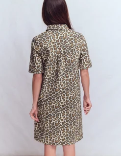 Boden Robes & Combinaisons|Robes Coupe Petite-Robe droite Zia en jean avec poche Lait d’amande, motif Cheetah Pop