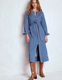 Boden Robes & Combinaisons|Robes Coupe Petite-Robe droite zippée en jean Denim vintage moyen