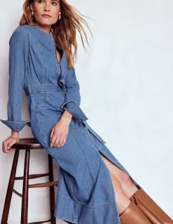 Boden Robes & Combinaisons|Robes Coupe Petite-Robe droite zippée en jean Denim vintage moyen