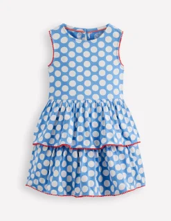 Boden Robes-Robe d’été en jersey à volants Bleu à Pois