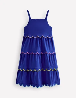 Boden Robes-Robe d’été festonnée à volants Bleu saphir