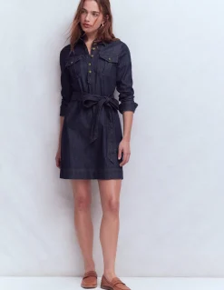 Boden Tenues De Travail|Robes & Combinaisons-Robe en jean à demi-patte de boutonnage Indigo Délavé