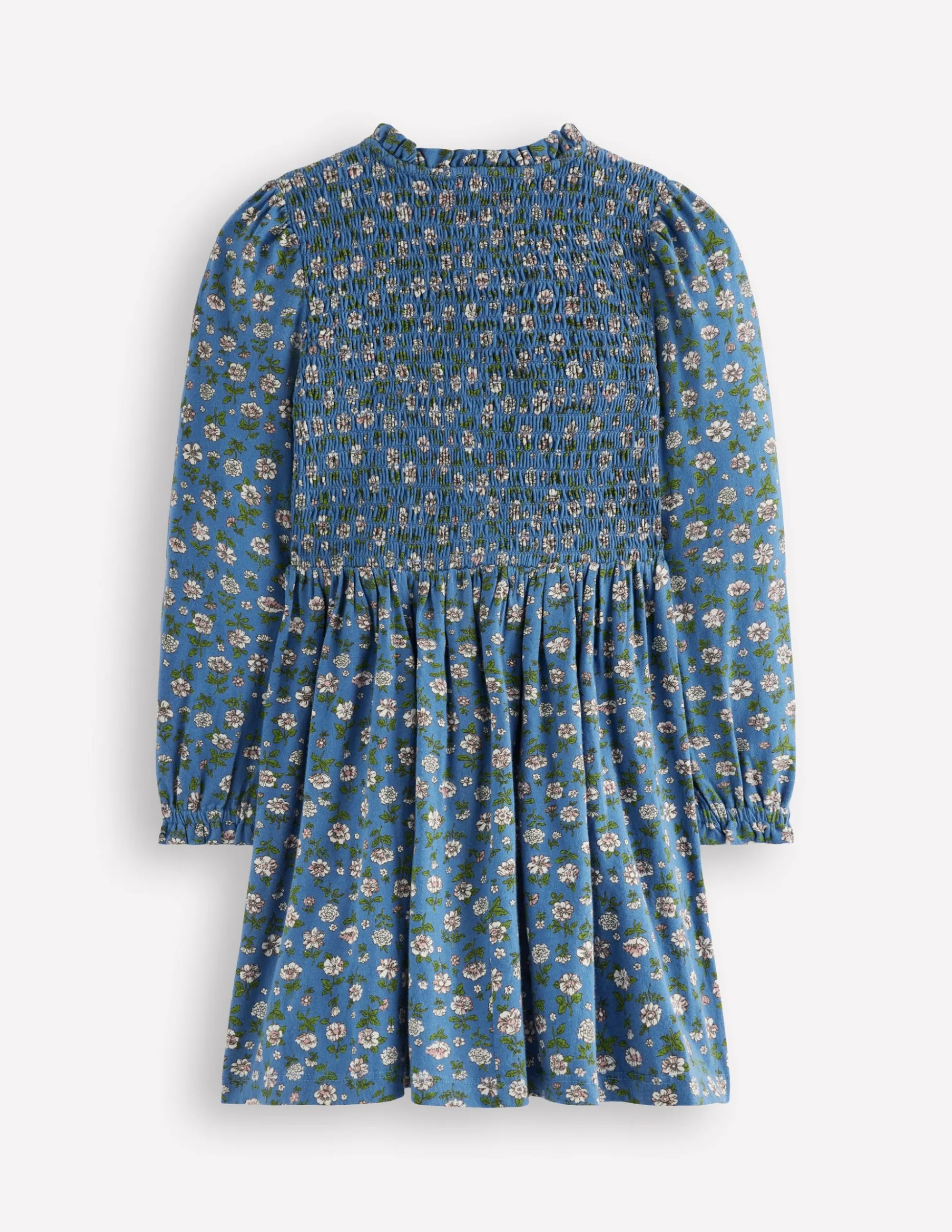 Boden Robes-Robe en jersey à corsage froncé Motif Garden Flower bleu geai