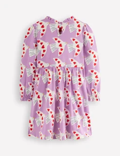 Boden Robes-Robe en jersey à manches blousantes Motif Love Birds pensée pâle
