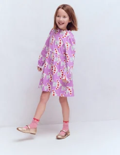 Boden Robes-Robe en jersey à manches blousantes Motif Love Birds pensée pâle