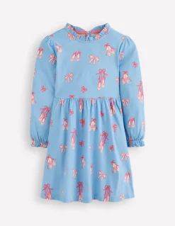 Boden Robes-Robe en jersey à manches blousantes Chaussons de danse bleu pâle