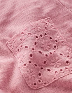 Boden Robes-Robe en jersey à poche et broderie anglaise Brume rose