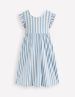 Boden Robes-Robe en jersey avec nœud au dos Rayé bleu sel/ivoire