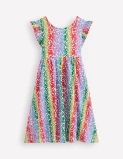Boden Robes-Robe en jersey avec nœud au dos Lit de fleurs dégradé arc-en-ciel