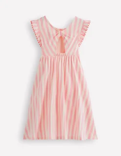 Boden Robes-Robe en jersey avec nœud au dos Rayé rose