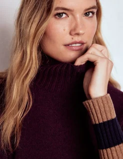 Boden Robes & Combinaisons|Midi-Robe en maille mérinos Rayé cerise foncé, marron