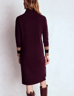 Boden Robes & Combinaisons|Midi-Robe en maille mérinos Rayé cerise foncé, marron