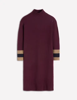 Boden Robes & Combinaisons|Midi-Robe en maille mérinos Rayé cerise foncé, marron