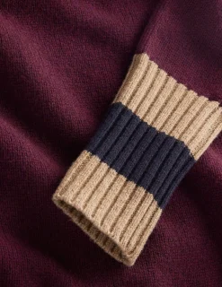 Boden Robes & Combinaisons|Midi-Robe en maille mérinos Rayé cerise foncé, marron