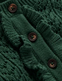 Boden Robes & Combinaisons|Midi-Robe en maille volantée à col tunisien Vert chasseur