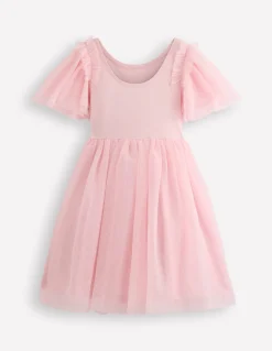 Boden Robes-Robe en tulle à manches courtes avec logo Ballerines rose français