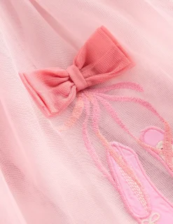 Boden Robes-Robe en tulle à manches courtes avec logo Ballerines rose français