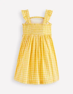 Boden Robes-Robe fantaisie à bretelles Vichy Citron