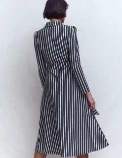 Boden Tenues De Travail|Robes & Combinaisons-Robe Imogen en jersey à col Rayé bleu marine foncé et ivoire