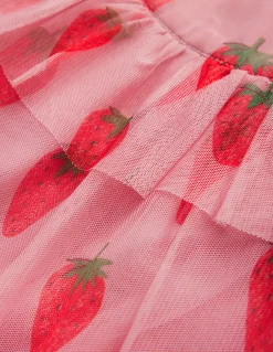 Boden Robes-Robe imprimée en tulle Motif Strawberry Stamp rose vintage