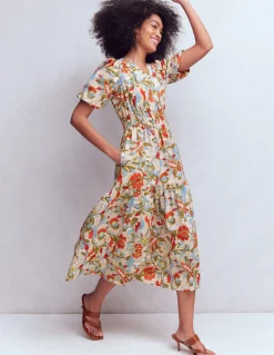 Boden Robes & Combinaisons|Midi-Robe Irene à manches bouffantes Multi, motif Botanical Flourish