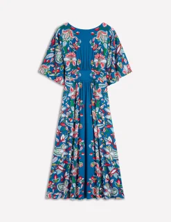 Boden Robes & Combinaisons|Midi-Robe kimono Imelda en jersey Bleu, motif Botanical Trail