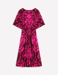 Boden Robes & Combinaisons|Midi-Robe kimono Imelda en jersey Pivoine rose, motif Decorative Lattice