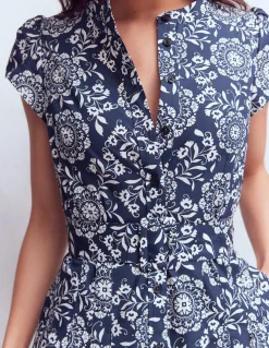 Boden Robes & Combinaisons|Longues-Robe longue Arabella en coton Bleu marine, motif Decorative Blossom