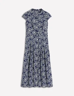 Boden Robes & Combinaisons|Longues-Robe longue Arabella en coton Bleu marine, motif Decorative Blossom