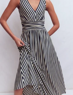 Boden Tenues De Travail|Robes & Combinaisons-Robe longue Elodie en jersey Bleu Marine/Ivoire