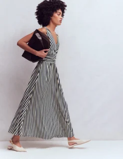 Boden Tenues De Travail|Robes & Combinaisons-Robe longue Elodie en jersey Bleu Marine/Ivoire