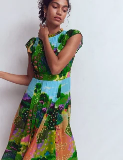 Boden Robes & Combinaisons|Longues-Robe longue plissée et volantée Imprimé jardin