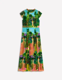 Boden Robes & Combinaisons|Longues-Robe longue plissée et volantée Imprimé jardin
