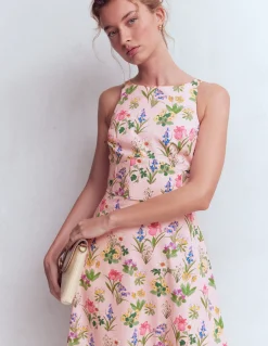 Boden Robes & Combinaisons|Longues-Robe longue Silvia avec corsage à baleines Motif Delicate Blossom rose