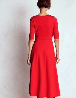 Boden Tenues De Travail|Robes & Combinaisons-Robe Mathilde en point de Rome à nouer à la taille Rouge épicé