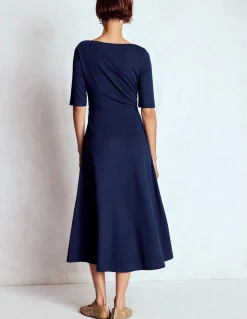 Boden Tenues De Travail|Robes & Combinaisons-Robe Mathilde en point de Rome à nouer à la taille Bleu marine