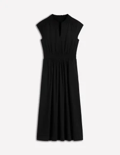 Boden Robes & Combinaisons|Midi-Robe midi Alba à smocks en jersey Noir