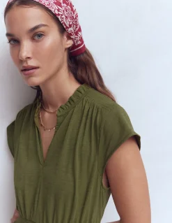 Boden Robes & Combinaisons|Midi-Robe midi Alba à smocks en jersey Olive