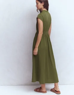 Boden Robes & Combinaisons|Midi-Robe midi Alba à smocks en jersey Olive