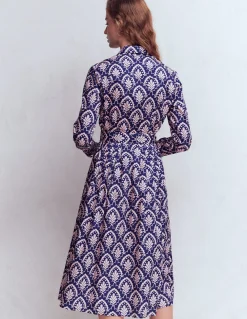 Boden Robes & Combinaisons|Midi-Robe midi Alexa à manches longues Motif Petal Terrace bleu marine