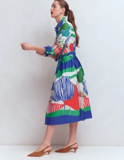 Boden Tenues De Travail|Robes & Combinaisons-Robe midi Alexa à manches longues Motif Abstract Valley multi