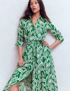 Boden Robes & Combinaisons|Midi-Robe midi Alexa à manches longues Vert frais, motif Scattered Vine