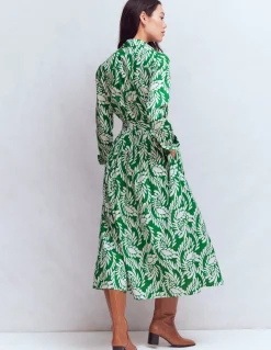 Boden Robes & Combinaisons|Midi-Robe midi Alexa à manches longues Vert frais, motif Scattered Vine