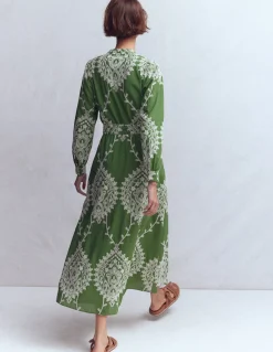 Boden Robes & Combinaisons|Midi-Robe midi Ava en coton Broderie anglaise vert