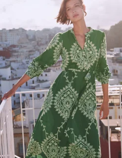 Boden Robes & Combinaisons|Midi-Robe midi Ava en coton Broderie anglaise vert