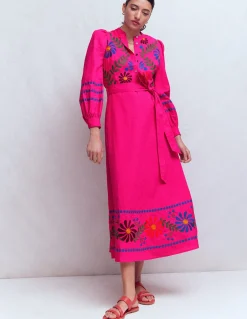 Boden Robes & Combinaisons|Midi-Robe midi Ava en lin mélangé Broderie multi