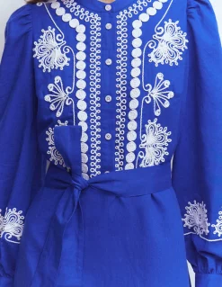 Boden Robes & Combinaisons|Midi-Robe midi Ava en lin mélangé Broderie bleue
